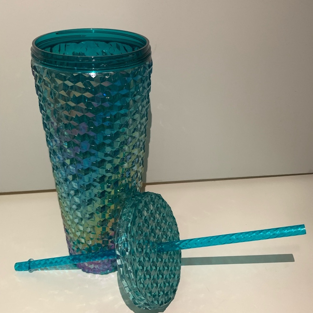 Teal Textured Tumbler with Straw